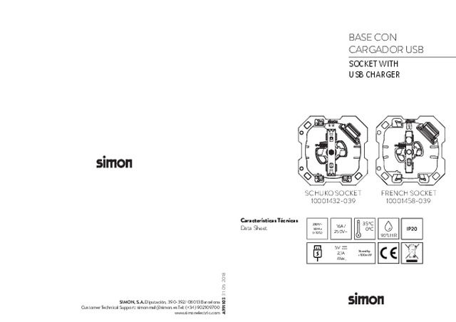 BASE CON CARGADOR USB - Simon