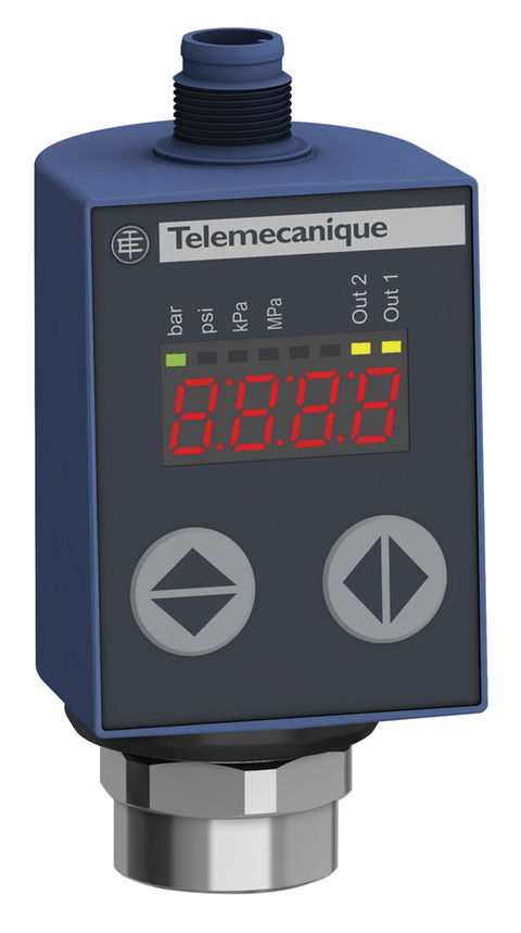 Sensores de presión electrónicos con display OsiSense™ XMLR para el control de presión en maquinas de Telemecanique Sensors