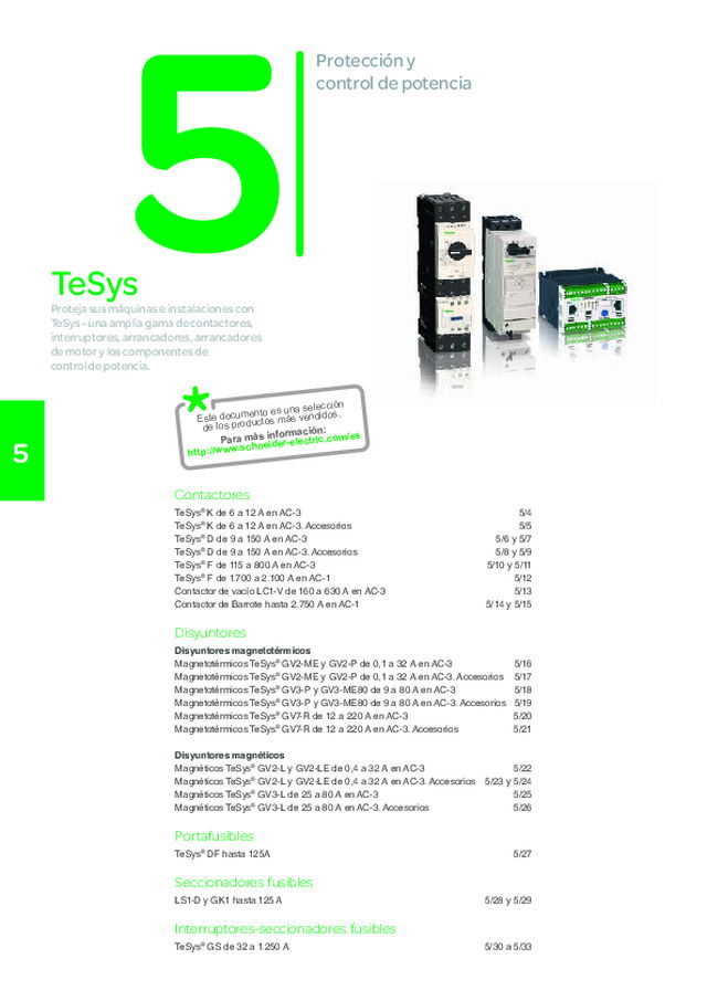 Tarifas 2015 Automatización y control. Capítulo 5: Guía de Selección Protección y control de potencia TeSys