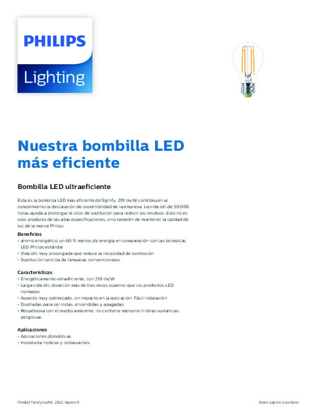 Bombilla LED ultraeficiente de Philips