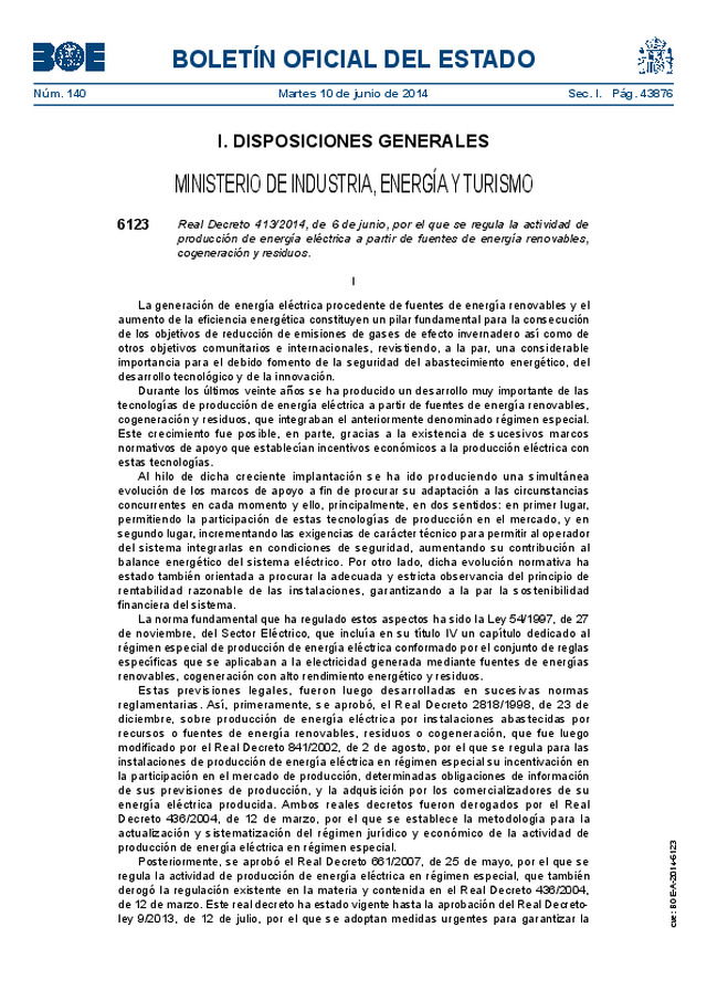 Publicado Real Decreto de Energías Renovables