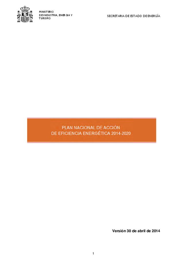 Plan Nacional de Acción de Eficiencia Energética 2014-2020