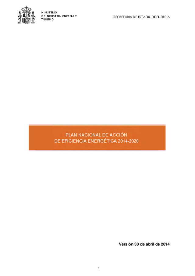 Plan Nacional de Acción de Eficiencia Energética 2014-2020