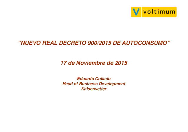 Presentación Nuevo Decreto de Autoconsumo