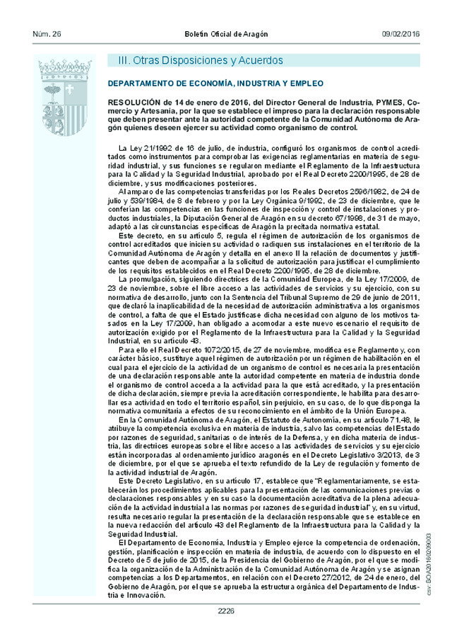 Boletín Oficial de Aragón 9/02