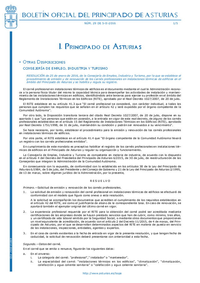 BOLETÍN OFICIAL DEL PRINCIPADO DE ASTURIAS nº29