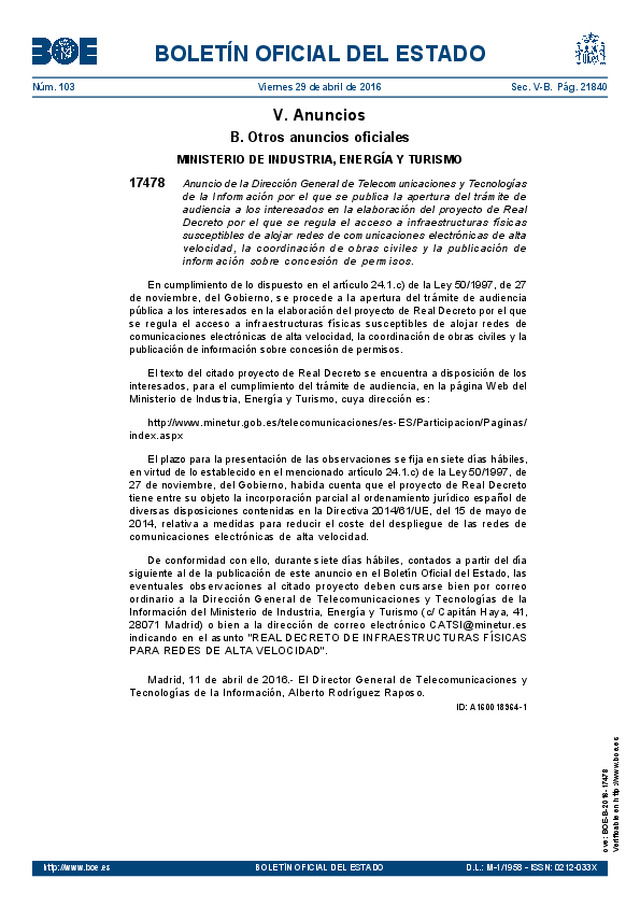 BOLETÍN OFICIAL DEL ESTADO Núm. 103