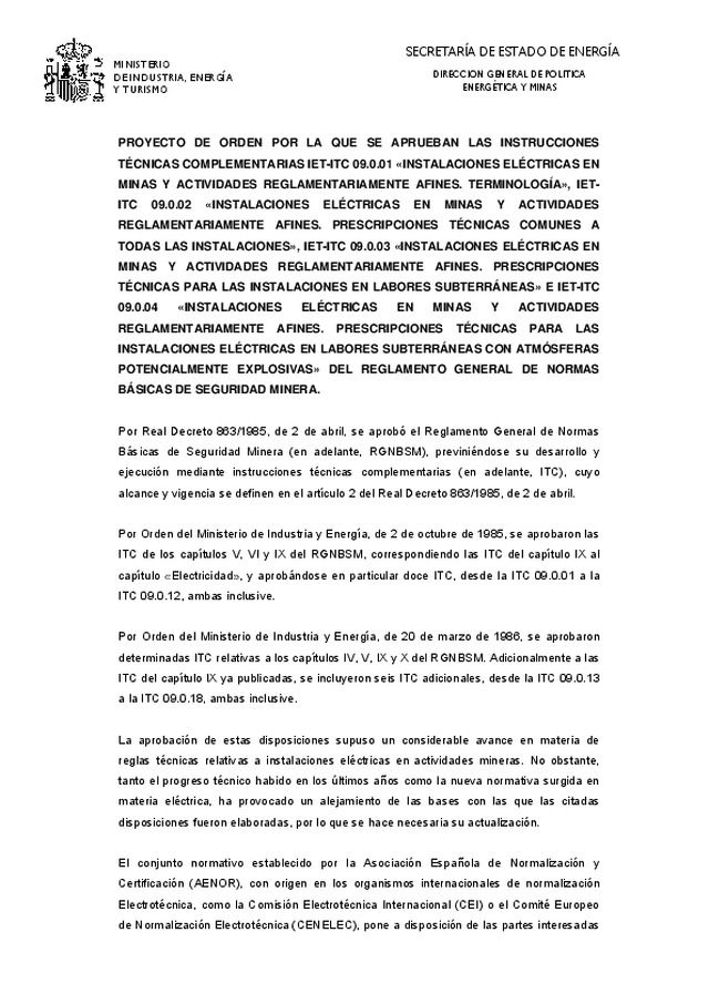 «INSTALACIONES ELÉCTRICAS EN MINAS Y ACTIVIDADES REGLAMENTARIAMENTE AFINES. TERMINOLOGÍA»,