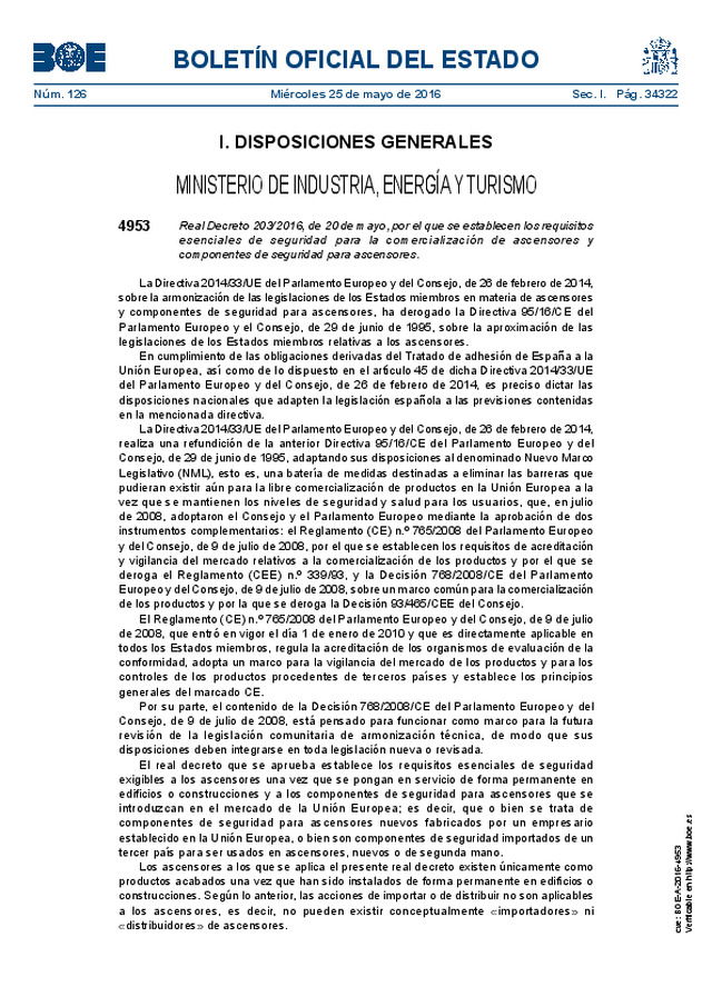 DISPOSICIONES GENERALES MINISTERIO DE INDUSTRIA, ENERGÍA Y TURISMO