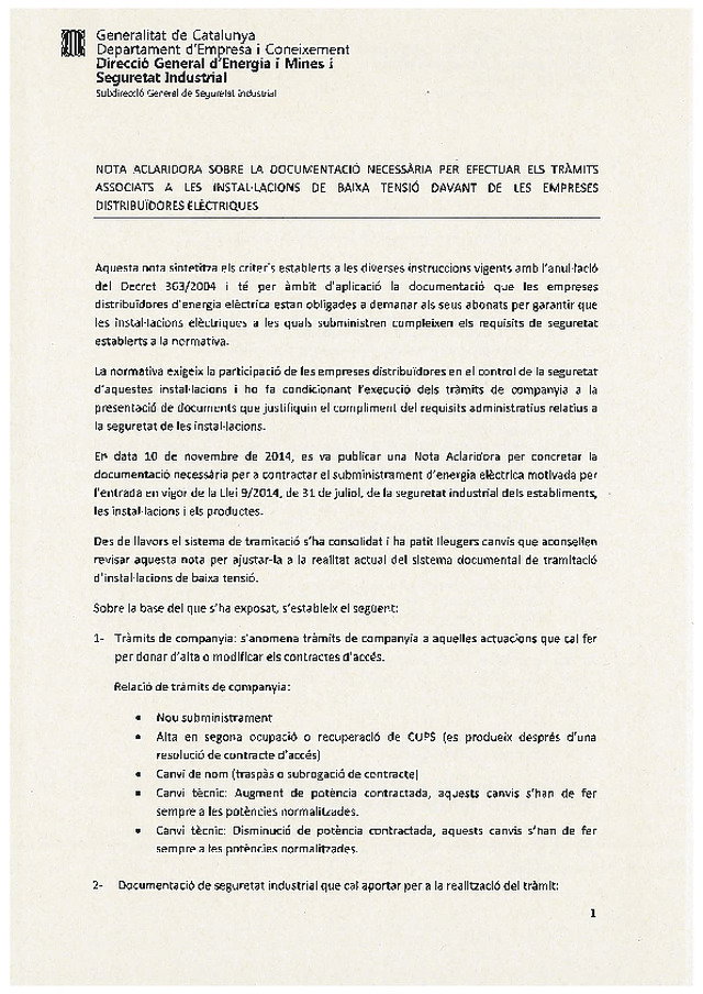 Dirección General de Energía,y Minas y Seguridad Industrial de la Generalitat de Catalunya