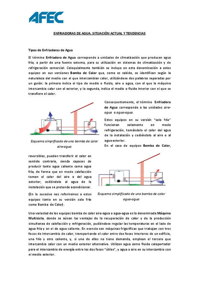 ENFRIADORAS DE AGUA. SITUACIÓN ACTUAL Y TENDENCIAS