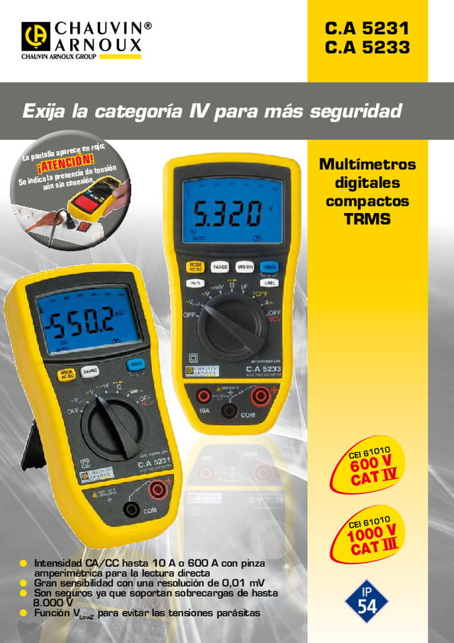 Multímetros digitales compactos TRMS: C.A 5231 y  C.A 5233