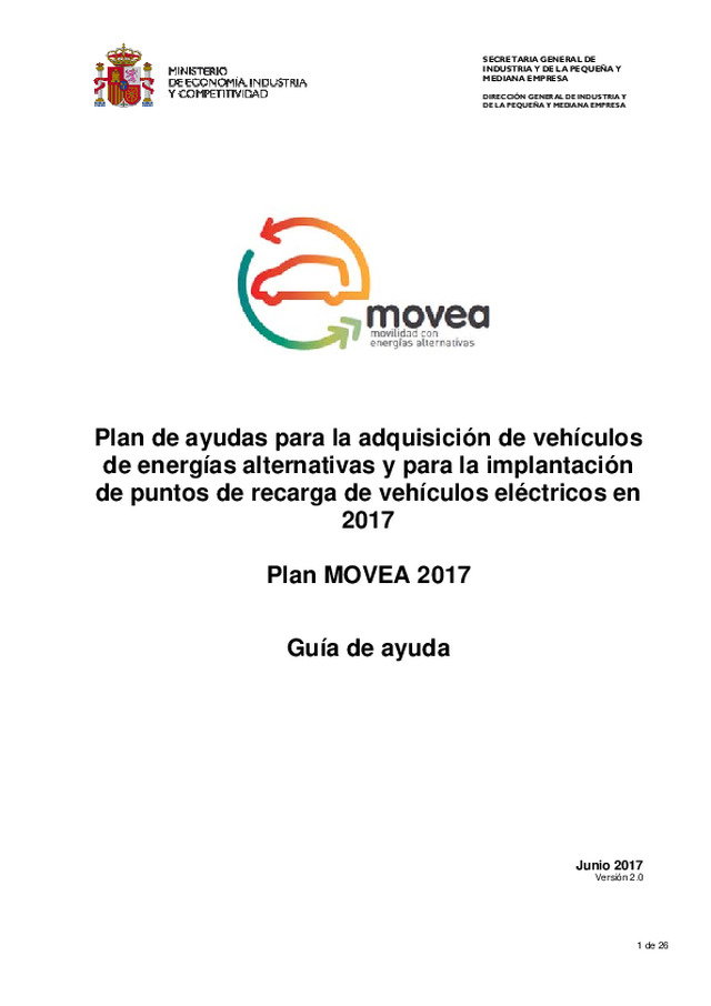 Plan de ayudas para la adquisición de vehículos de energías alternativas y para la implantación de puntos de recarga de vehículos eléctricos en 2017