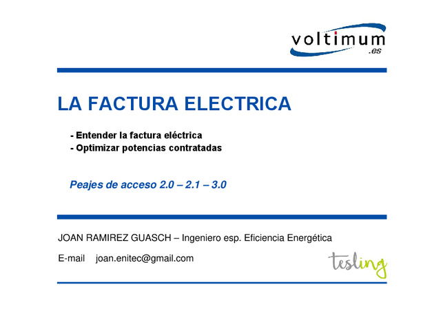 Gestor Energético y Optimización de la factura eléctrica 2017