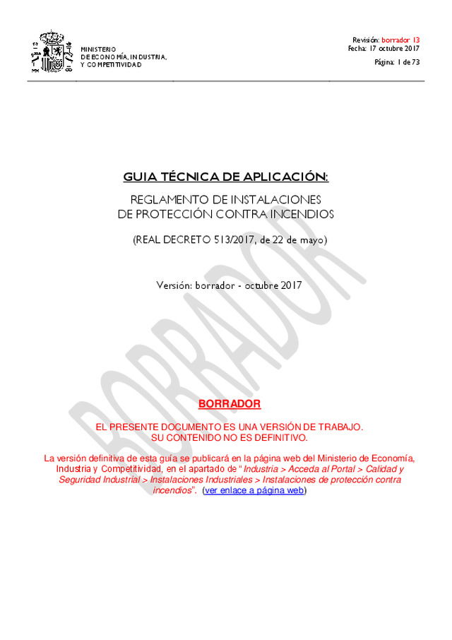 GUIA TÉCNICA DE APLICACIÓN: REGLAMENTO DE INSTALACIONES DE PROTECCIÓN CONTRA INCENDIOS