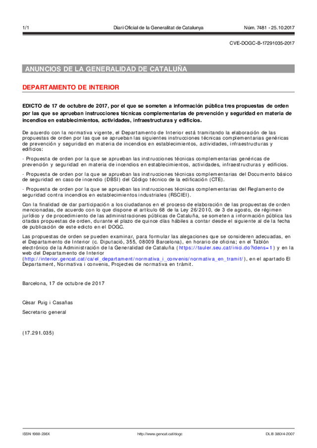 ANUNCIOS DE LA GENERALITAT DE CATALUÑA