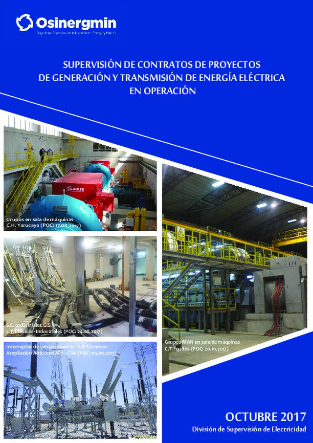 Supervisión de contratos de proyectos de generación y transmisión de energía eléctrica en operación