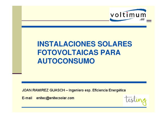 Energía fotovoltaica para autoconsumo (2017)