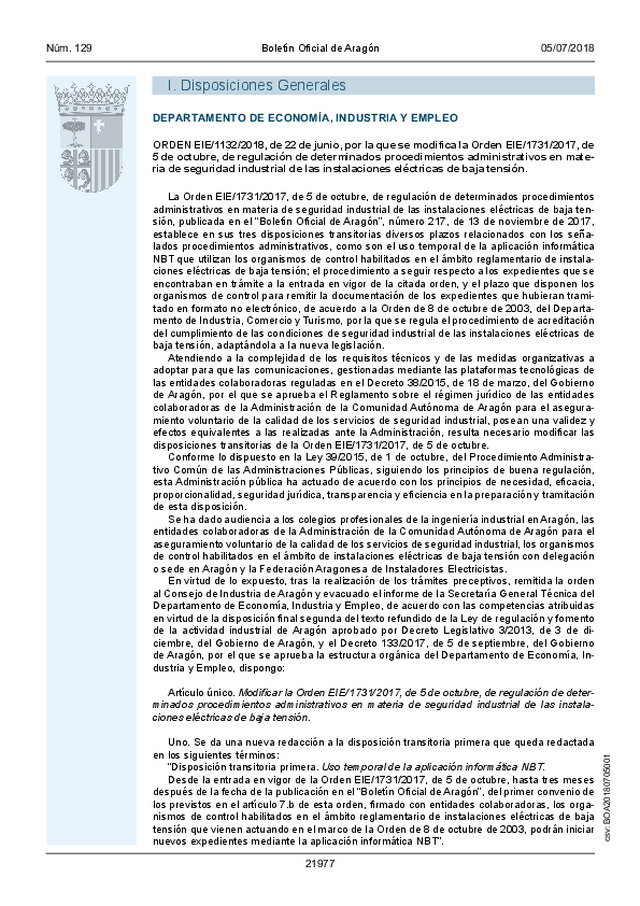 Novedades normativa en Aragón - Julio 2018 - instalaciones eléctricas