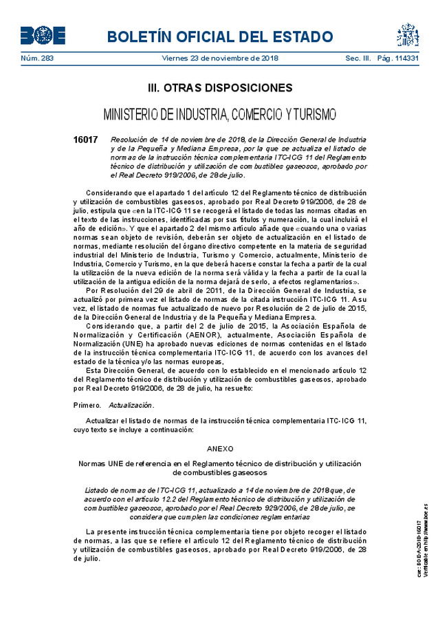 Reglamento técnico de distribución y utilización de combustibles gaseosos