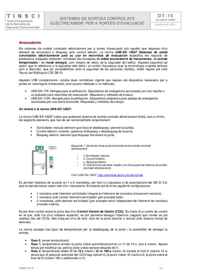 La TINSCI publica, en Cataluña, el documento técnico DT-15.