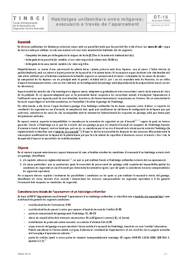 La TINSCI publica, en Cataluña, el documento técnico DT-16.