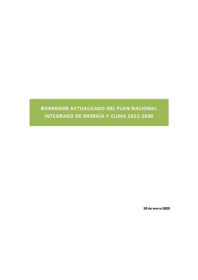 Borrador Actualizado del Plan Nacional Integrado de Energía y Clima 2021-2030