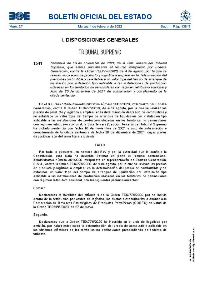 Se establece un valor tope del tiempo de arranque de liquidación por instalación tipo aplicable a las instalaciones de producción