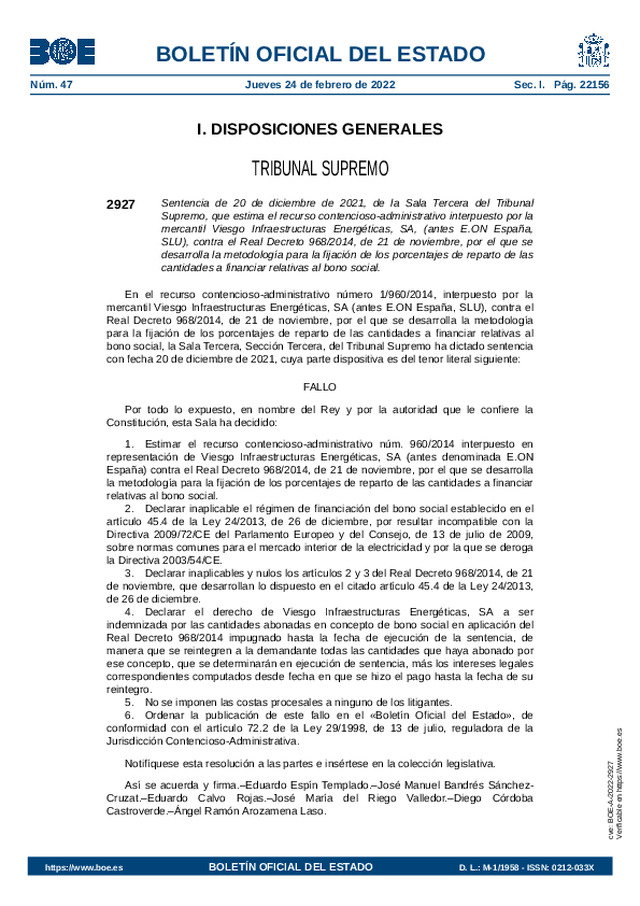 Metodología para la fijación de los porcentajes de reparto de las cantidades a financiar relativas al bono social
