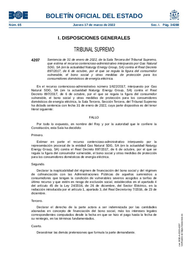 Se regula la figura del consumidor vulnerable, el bono social y otras medidas de protección para los consumidores domésticos de energía eléctrica