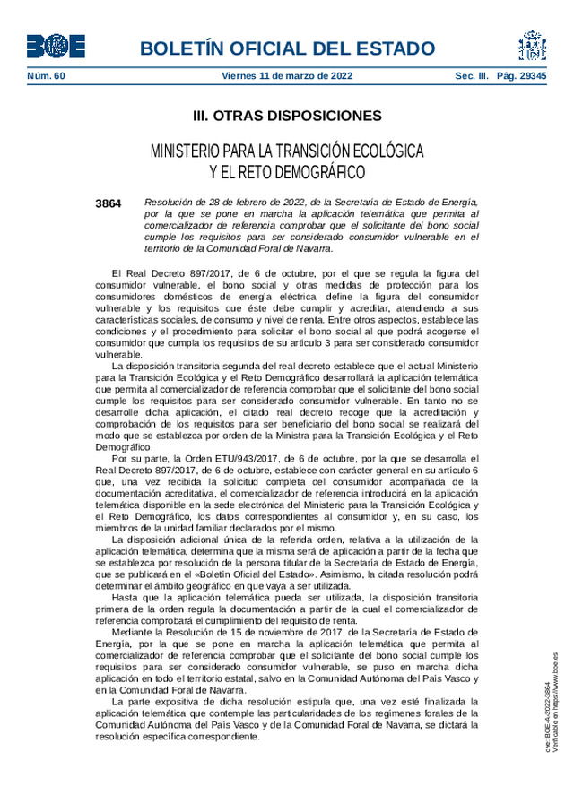 Aplicación telemática que permite al comercializador comprobar que el solicitante del bono social cumple los requisitos