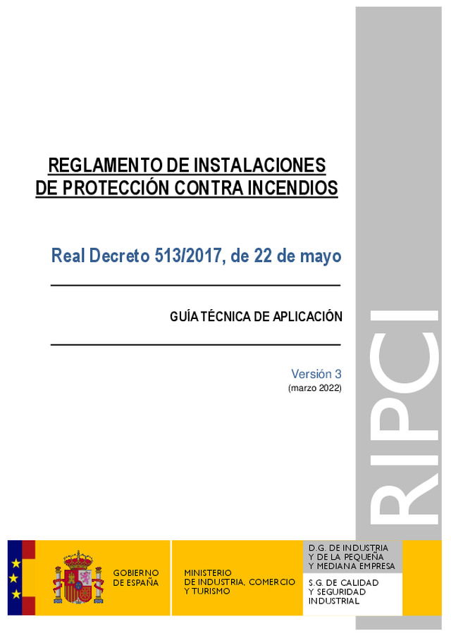Actualización de la Guía técnica de aplicación del Reglamento de Instalaciones de Protección contra Incendios