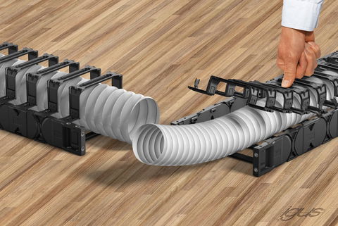 Nueva cadena portacables E4Q con travesaños extensores para el guiado de tubos de gran tamaño