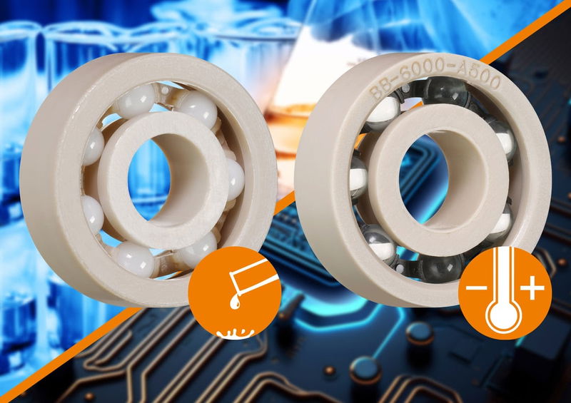 Nuevos materiales igus para rodamientos de bolas xiros, resistentes a productos químicos y temperaturas de hasta 150 °C