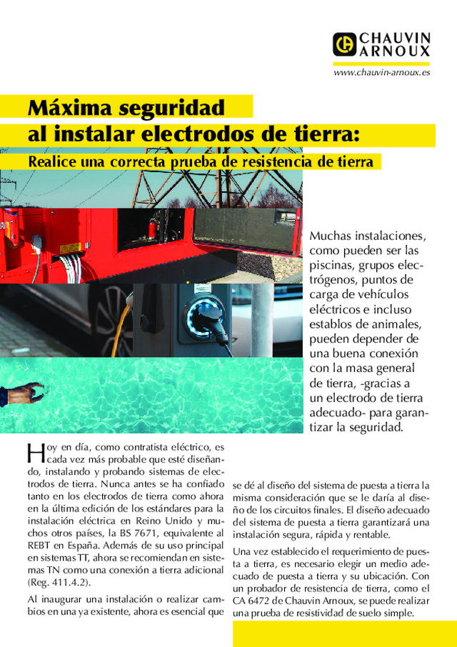 Máxima seguridad al instalar electrodos de tierra: Realice una correcta prueba de resistencia de tierra