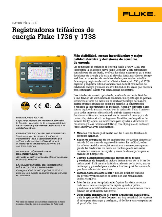 Registradores trifásicos de energía Fluke 1736 y 1738