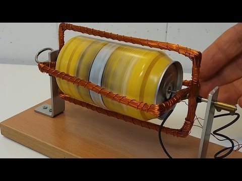 Motor de inducción construido con una lata de refresco.