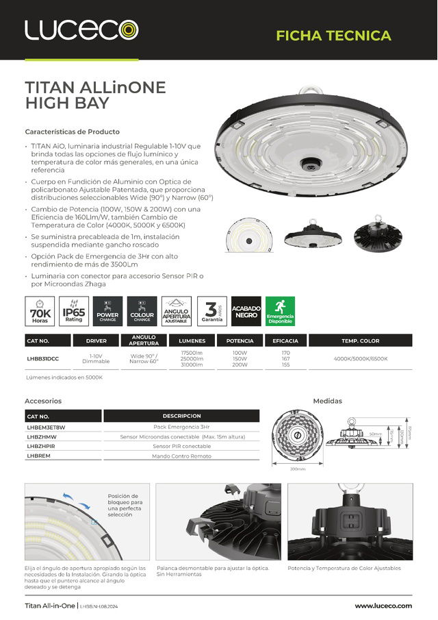 TITAN ALLinONE  HIGH BAY - Ficha Ténica
