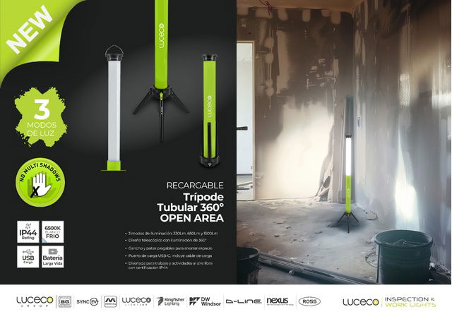 Luceco Lighting - Recargable Trípode Tubular 360 OPEN AREA