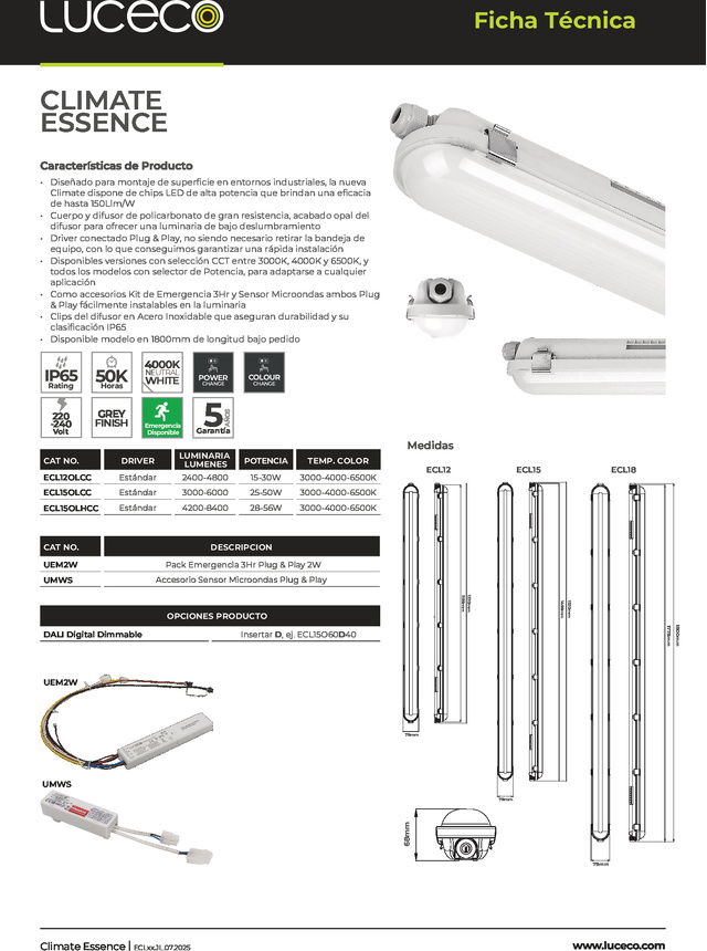 CLIMATE Essence - Ficha Tecnica ECL 