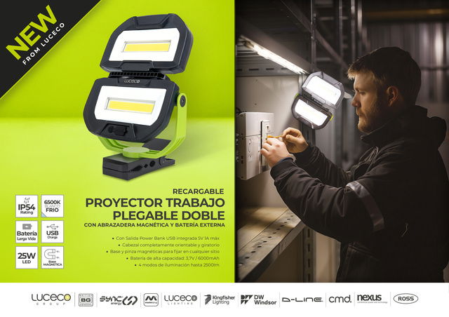 LUCECO - RECARGABLE PROYECTOR TRABAJO PLEGABLE DOBLE