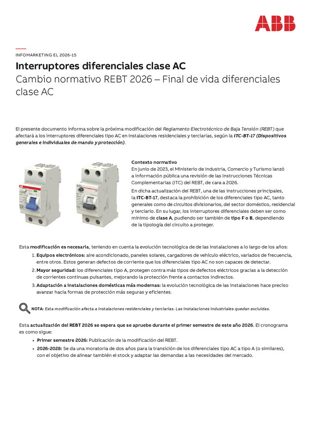 Interruptores diferenciales clase AC 