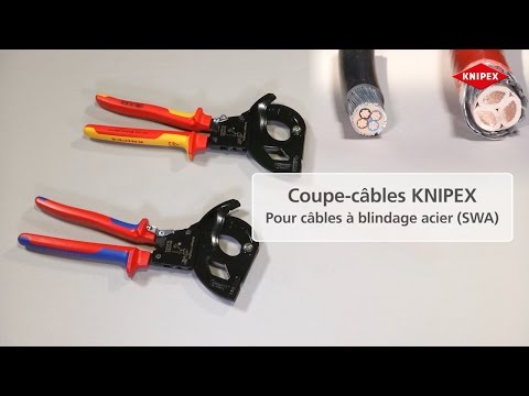 Coupe-câbles à cliquet pour câbles à blindage acier (câbles SWA) avec gaines bi-matière noire laquée 315 mm