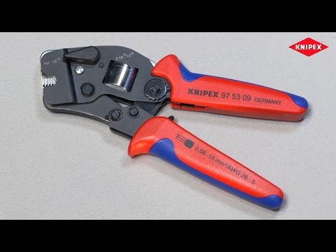 Pince à sertir auto-ajustable pour embouts de câble introduction frontale avec gaines bi-matières brunie 190 mm