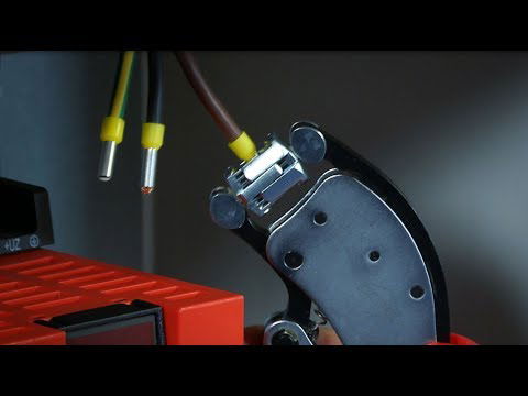 Twistor®16 Pince à sertir auto-ajustable pour embouts de câble avec tête de sertissage rotative avec gaines bi-matière chromée 200 mm
