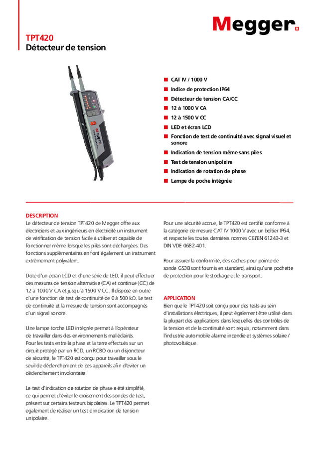 TPT420 détecteur de tension