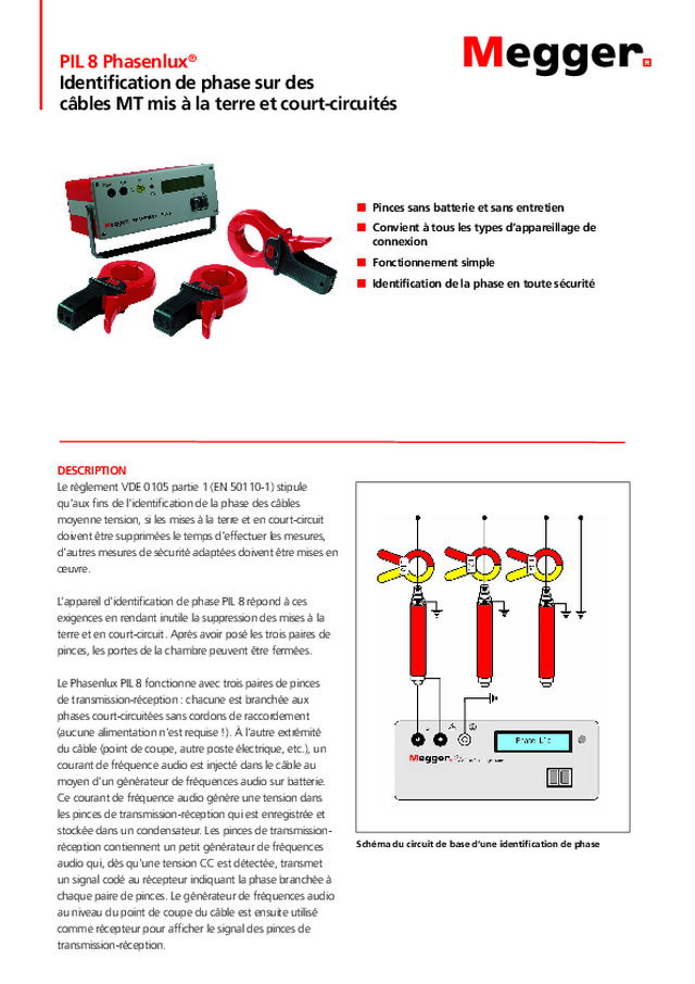PIL 8 Phasenlux® Identification de phase sur des câbles MT mis à la terre et court-circuités