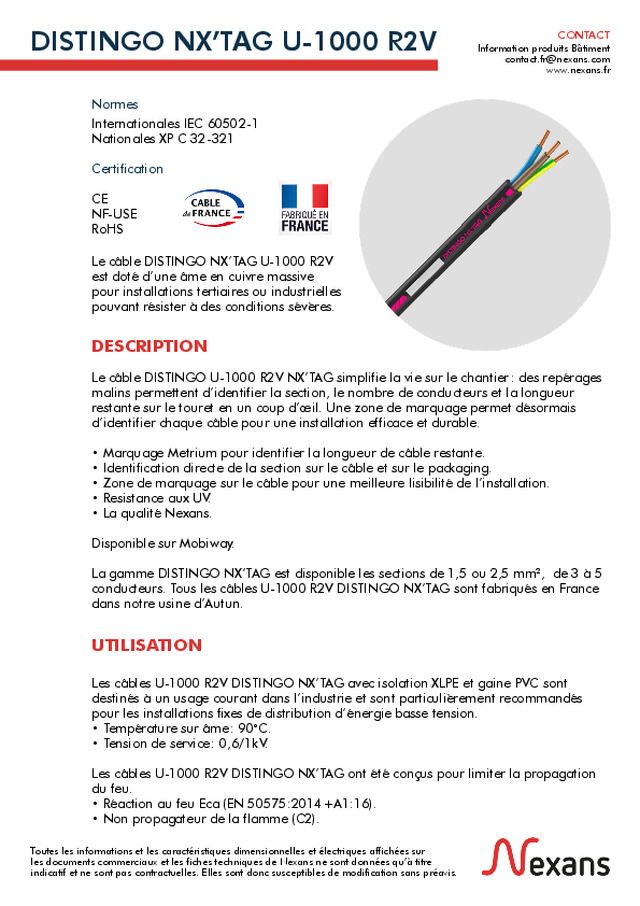 Fiche technique DISTINGO NX'TAG - Nexans