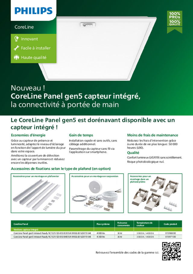 Éclairage connecté : le CoreLine Panel gen5 se dote d'un capteur intégré