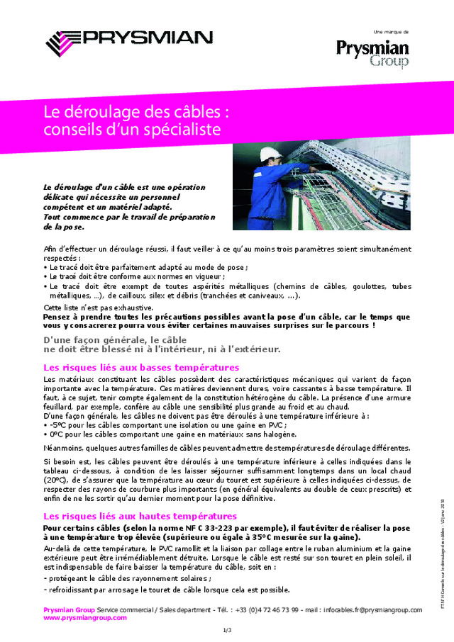 Conseils d’un spécialiste sur le déroulage des câbles